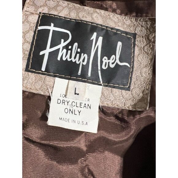 Vtg Philip Noel Jacket Woman's L Coat Leather Crop Animal Texture  P17 - Picture 2 of 6